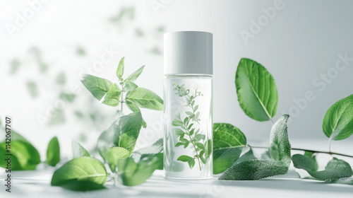 Wallpaper Mural Fresh scent triple action deodorant bottle with green leaves for natural body care Torontodigital.ca