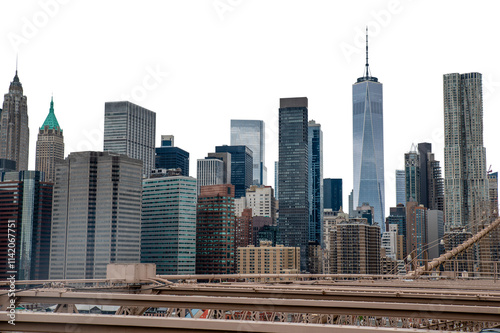 Skyline view of Manhattan in New York USA with world trade center in view, transparent PNG