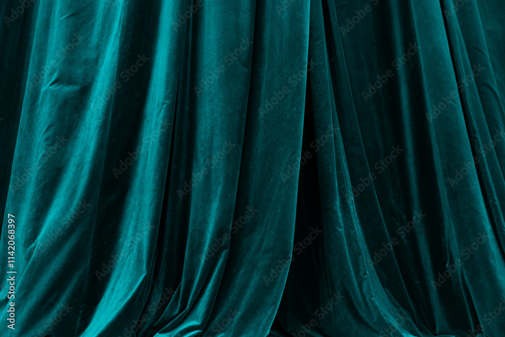 Obraz premium Turquoise curtain in theatre background