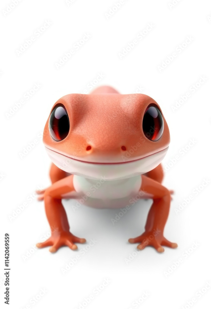Fototapeta premium Montessori Flashcards Clipart Kawaii Salamander Clipart isolated on a white background. Suitable for animal flashcard, alphabet flashcards
