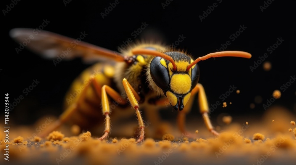 Fototapeta premium Wasp Thorax in Flight: A Detailed Macro Photograph