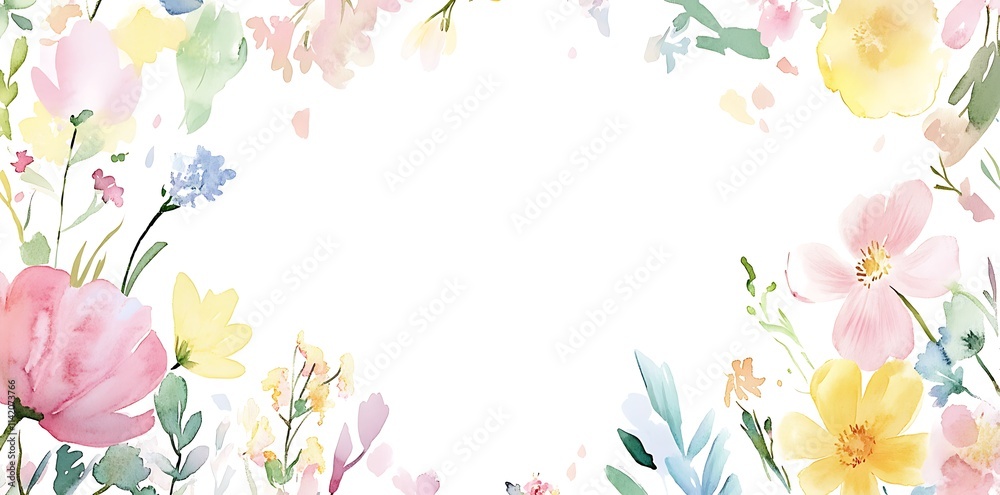 Watercolor wildflowers, clipart in a white background Watercolor wildflowers, clipart in a white background