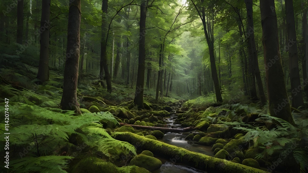 Obraz premium A beautiful forest landscape, forest wallpaper 