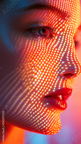 Innovative beauty technology with led light mask and vibrant patterns photo