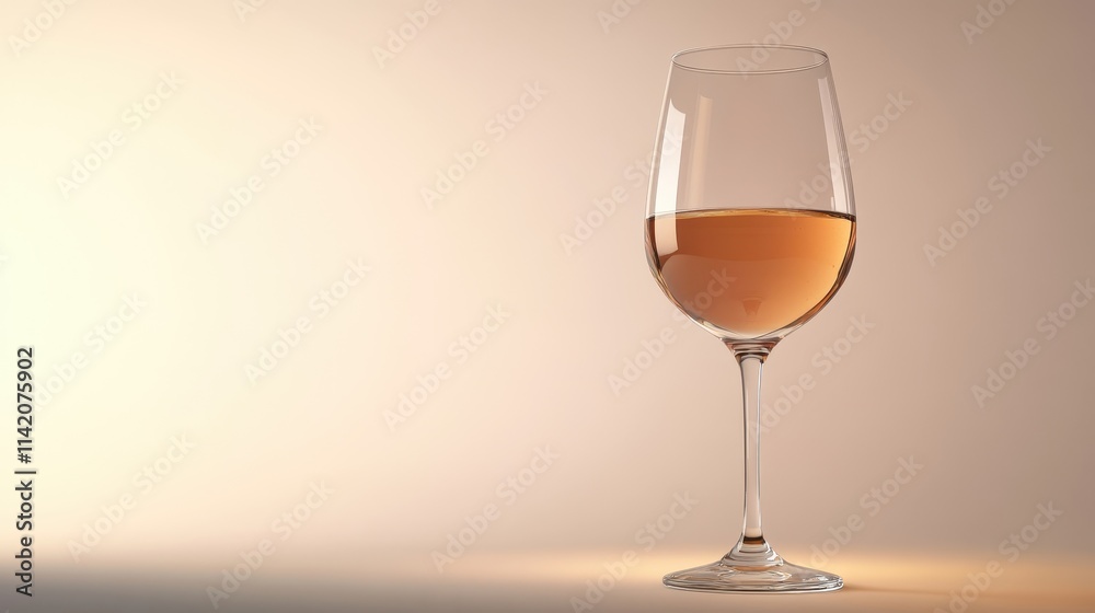 Elegant Wine Glass with Clear Liquid Against Soft Background Elegant Wine Glass with Clear Liquid Against Soft Background