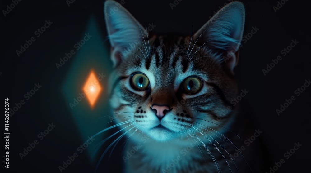 Mysterious Cat Portrait with Diamond Bokeh Mysterious Cat Portrait with Diamond Bokeh