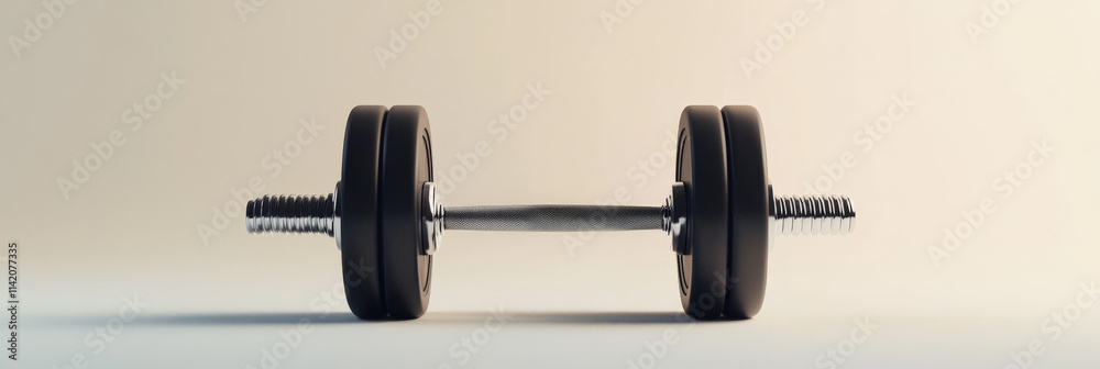 Black Dumbbell on Neutral Background
Black Dumbbell on Neutral Background