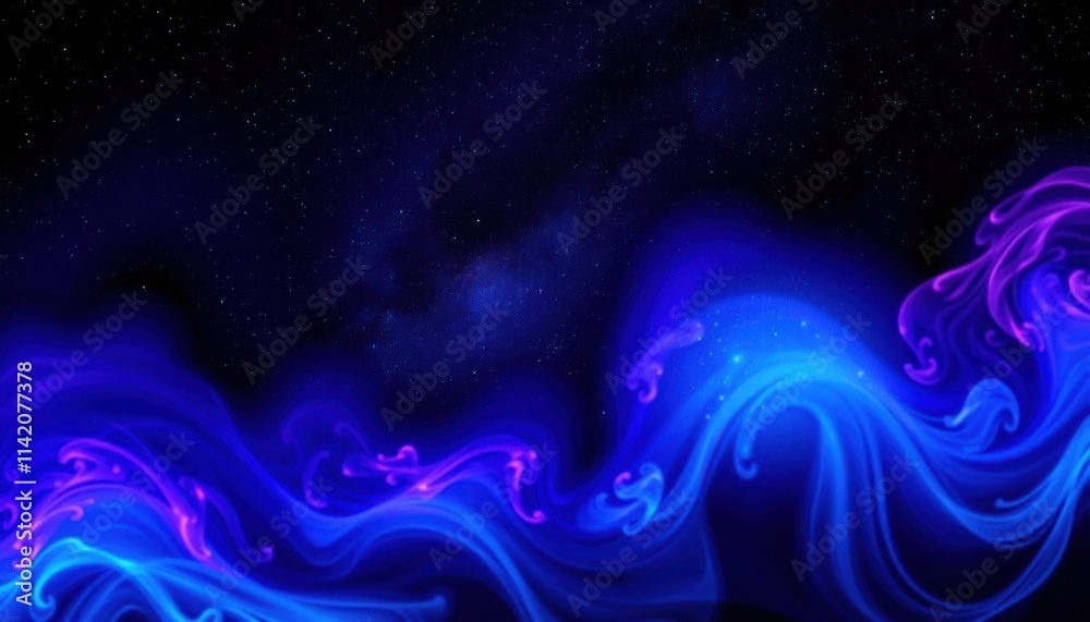 a close up of a blue and purple wave with stars in the background a close up of a blue and purple wave with stars in the background
