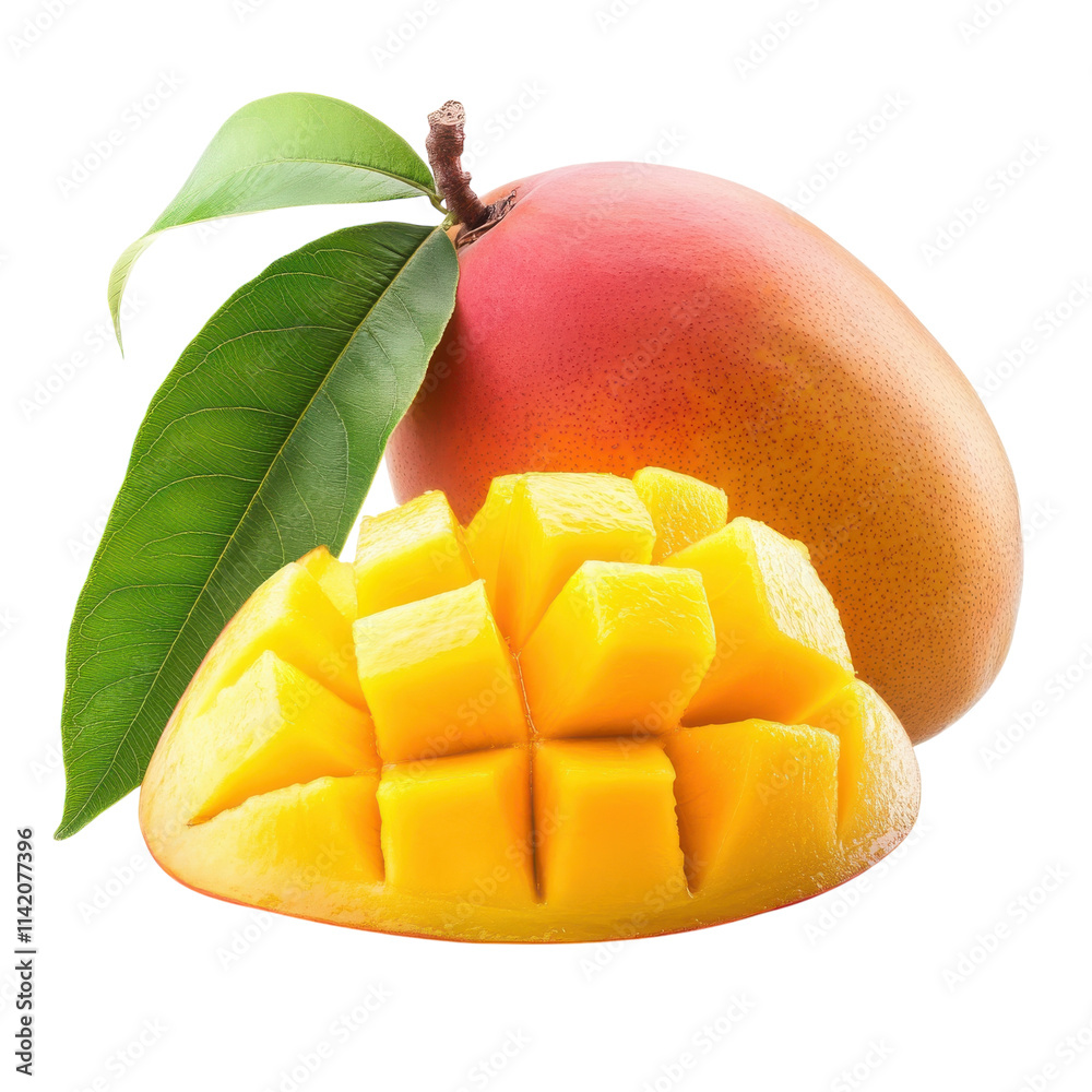 Fresh Mango Fruit Isolated on White Background for Culinary Use on Transparent Background Fresh Mango Fruit Isolated on White Background for Culinary Use on Transparent Background
