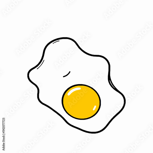  fried egg outline vector illustration with crispy edges and soft yolk