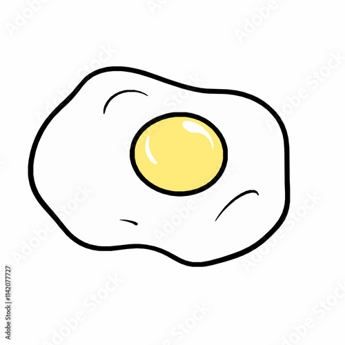 fried egg outline vector illustration with sunny side up details