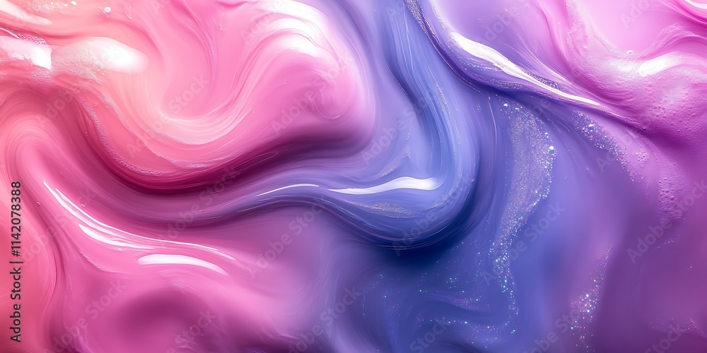 Obraz premium Abstract pink and purple swirls of glossy liquid.