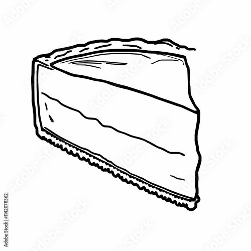  cheesecake slice outline vector illustration with thick crust and creamy filling