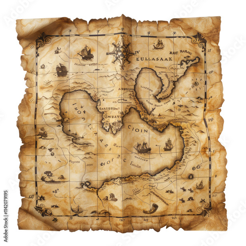 Treasure Map isolated on transparent background remove Png, Clipping Path