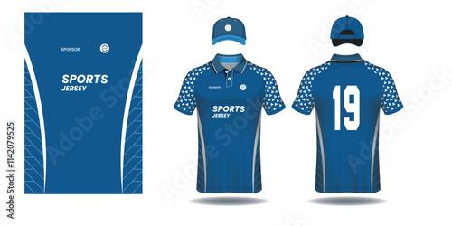 T-shirt sport design template, uniform front and back view