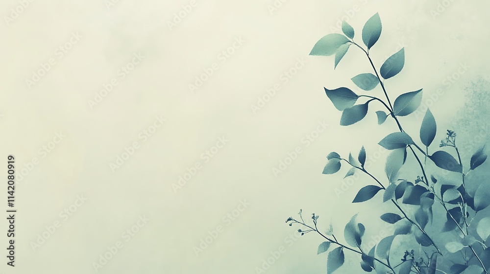 Serene Teal Leaves Watercolor Botanical Art Serene Teal Leaves Watercolor Botanical Art