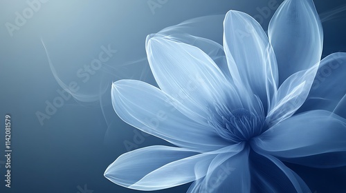 Abstract Blue Flower with Soft Smoke Trails
