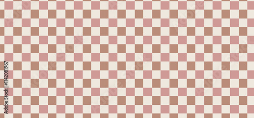 Brown checkered background. Buffalo check. Mocha Mousse Colour Backdrop.