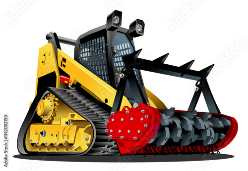 Vector Cartoon Land Clearing Mulcher