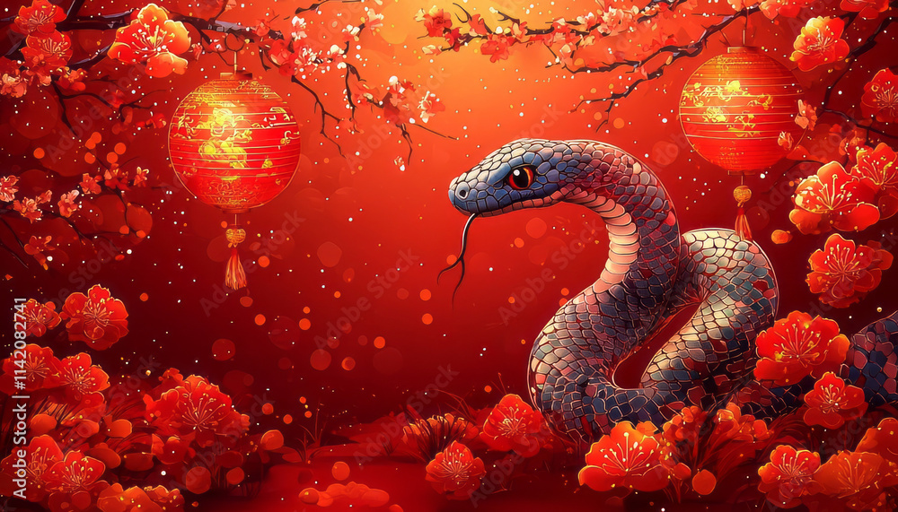 Snake, chinese New Year, oriental, AI generative Snake, chinese New Year, oriental, AI generative
