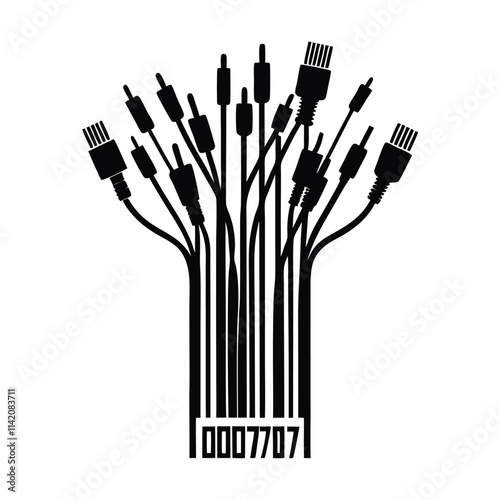 a black and white illustration of a bunch of electrical cables