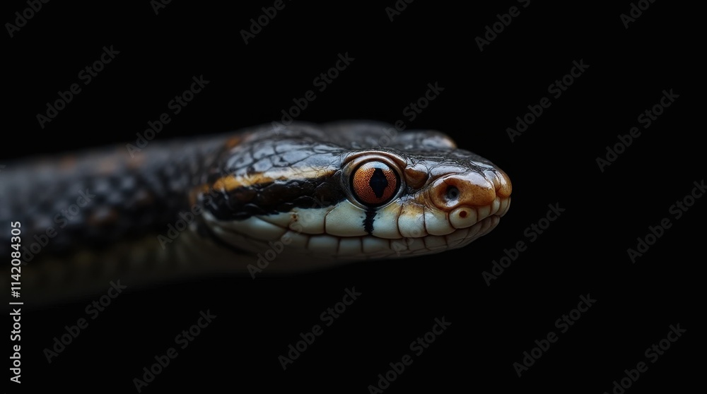 Snake with Golden Eyes Close-Up Snake with Golden Eyes Close-Up