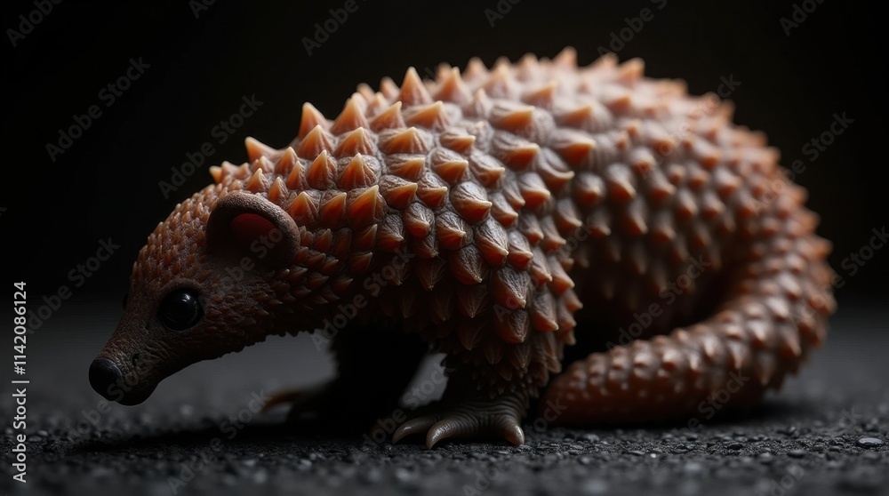 Obraz premium Intricate Scales of a Curled-Up Pangolin in Macro Detail