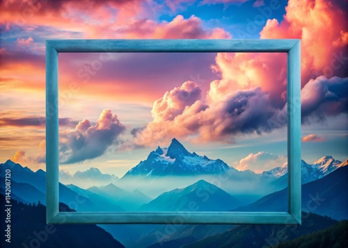 Pink Blue Cloud Silhouette Frame Photography: Dreamy Pastel Sky Scene photo