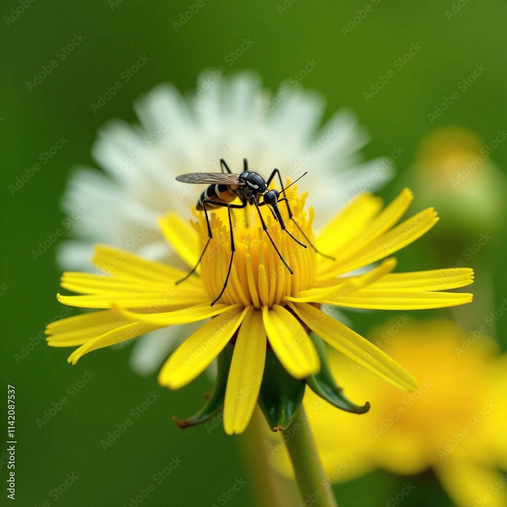 Mosquito on the delicate stem of a dandelion plant, insects, mosquito, insect Mosquito on the delicate stem of a dandelion plant, insects, mosquito, insect