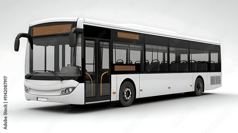 Modern City Bus Public Transportation Vehicle White Coach Modern City Bus Public Transportation Vehicle White Coach