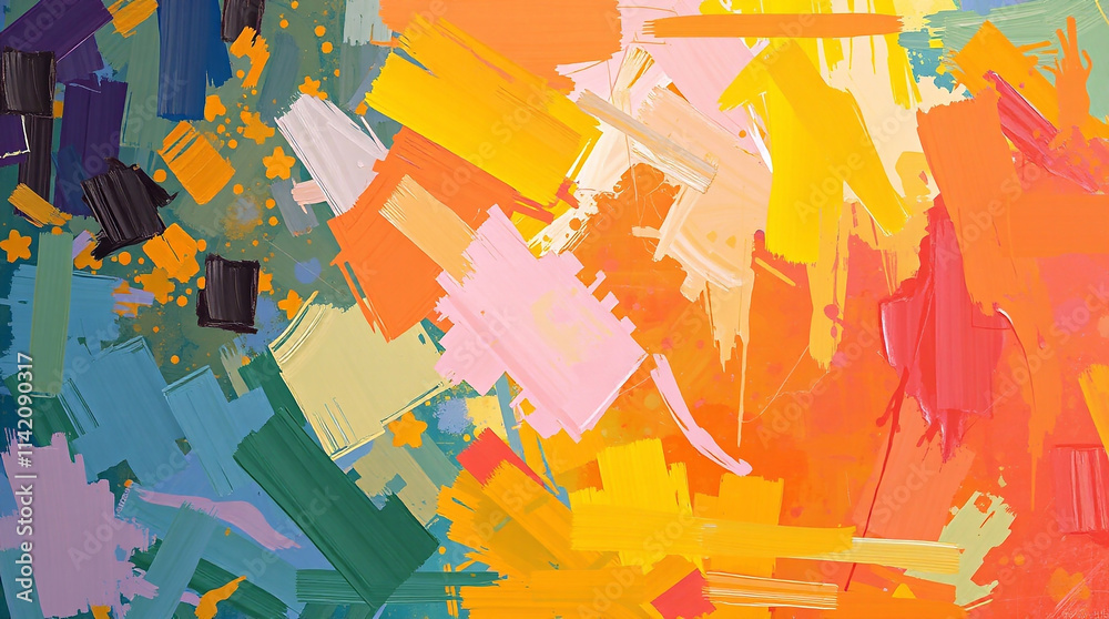Fototapeta premium A classic oil painting style digital background featuring vibrant complimentary colors contrasting colors balanced tones rich textures and visible brushstrokes