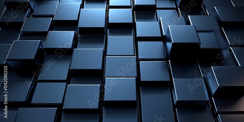 Wallpaper Mural Abstract background of dark blue cubes, 3D rendered illustration. Torontodigital.ca