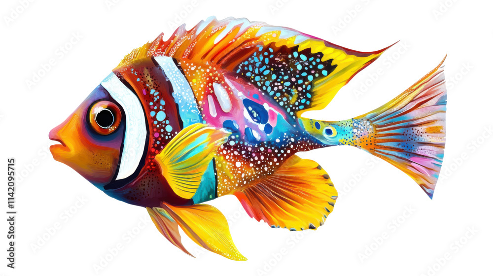 Fototapeta premium Colorful tropical fish, transparent background