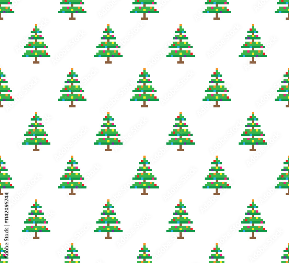 pixel christmas tree Seamless Pattern vector winter background pixel art for 8 bit game pixel christmas tree Seamless Pattern vector winter background pixel art for 8 bit game