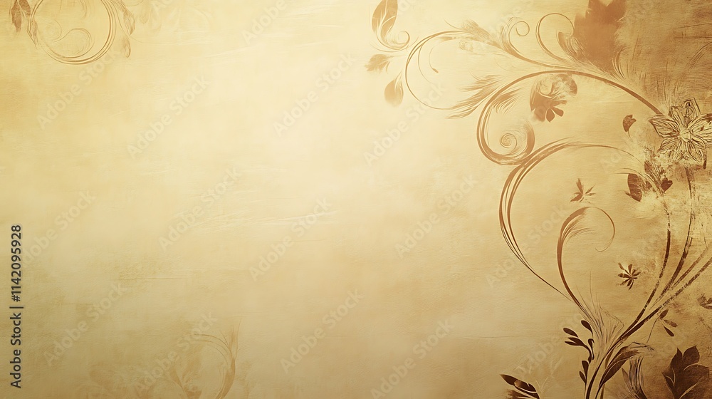 Elegant Beige Background With Floral Design Elegant Beige Background With Floral Design