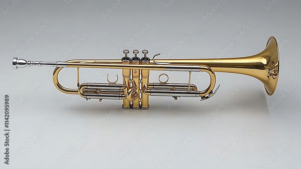 Obraz premium Gold Trumpet Musical Instrument Close up Studio Shot