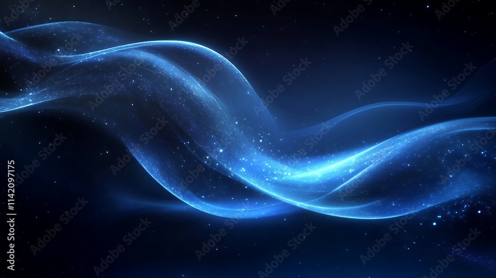 Abstract Blue Wave With Sparkling Lights Abstract Blue Wave With Sparkling Lights