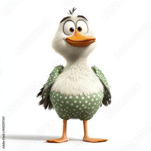 Goose in family shorts with green polka dots  photo