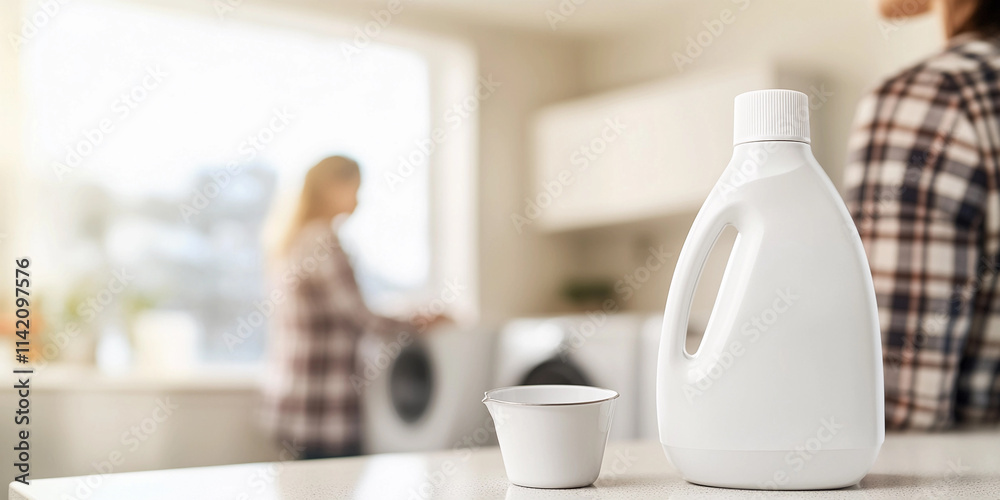 Laundry detergent preparation in a modern kitchen area Laundry detergent preparation in a modern kitchen area