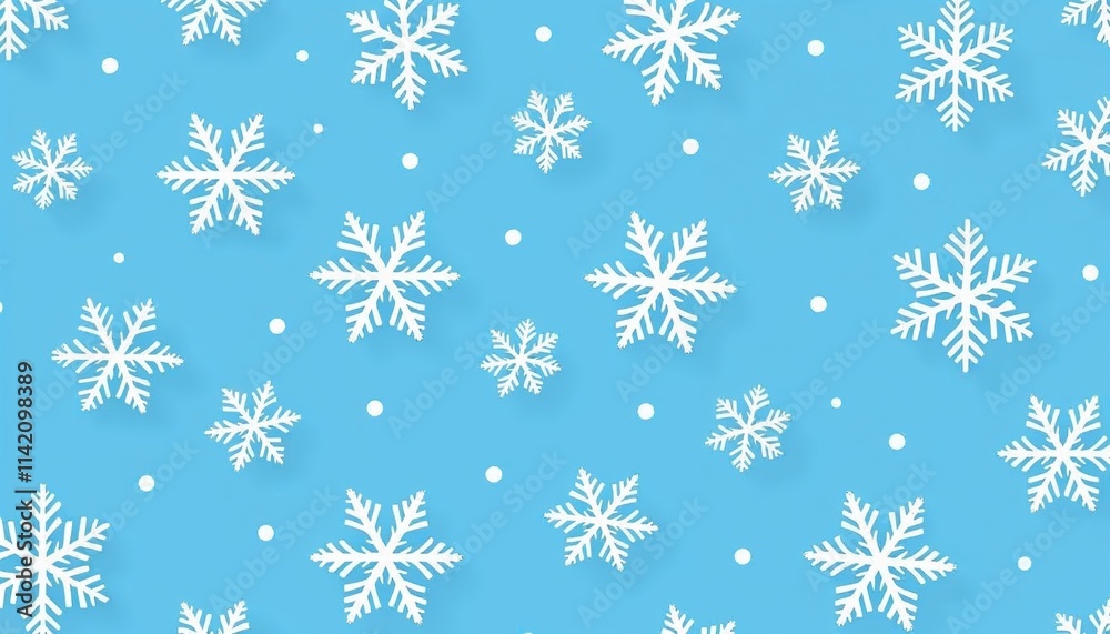 Light blue winter background with white snowflakes for seasonal decoration Light blue winter background with white snowflakes for seasonal decoration