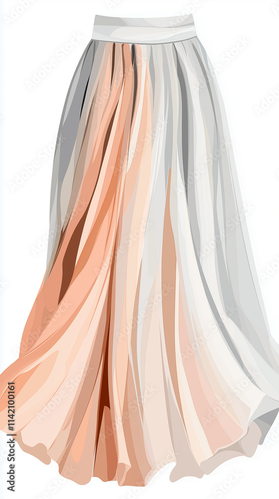 Flowing pastel maxi skirt with peach and cream tones Flowing pastel maxi skirt with peach and cream tones