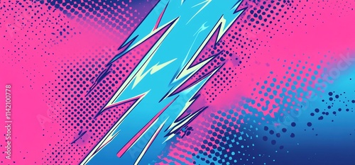Abstract lightning bolt on pink and blue background