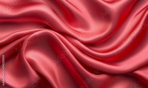 Red Silk Abstract Digital Background, Generative AI