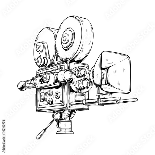 old camera vector lineart drawing illustration