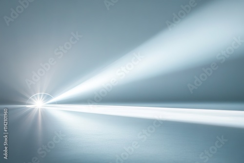 Bright beams of light shining across smooth surface, giving off a futuristic vibe