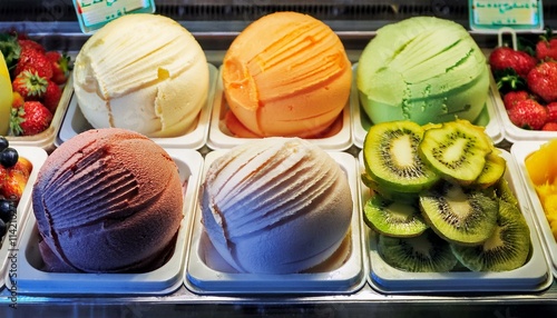 Fruity sorbets for a refreshing treat.   photo