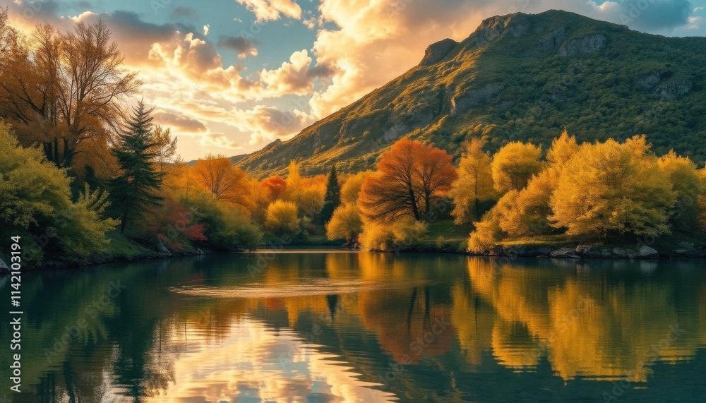trees are in the foreground of a mountain and a lake trees are in the foreground of a mountain and a lake