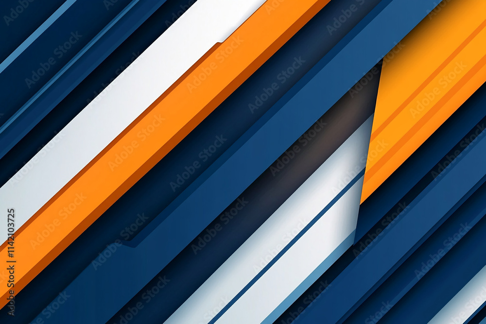 Obraz premium Vibrant abstract geometric design with dynamic lines and bold colors in blue, orange, and white