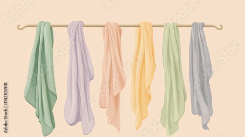  Soft pastel scarves hanging for spring wardrobe refresh