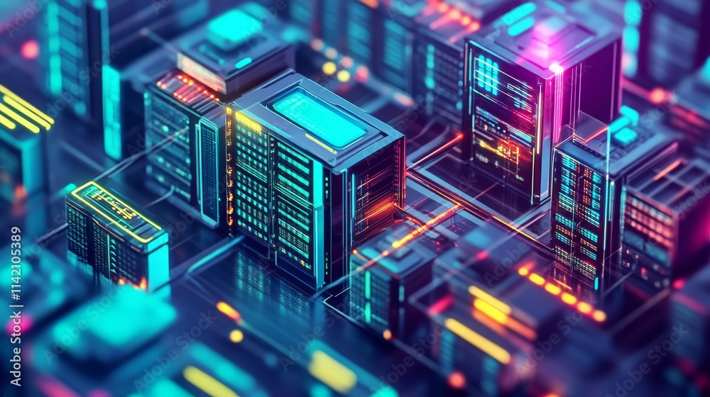 A vibrant, futuristic cityscape of glowing buildings, representing advanced technology and digital infrastructure in a cyberpunk aesthetic. A vibrant, futuristic cityscape of glowing buildings, representing advanced technology and digital infrastructure in a cyberpunk aesthetic.